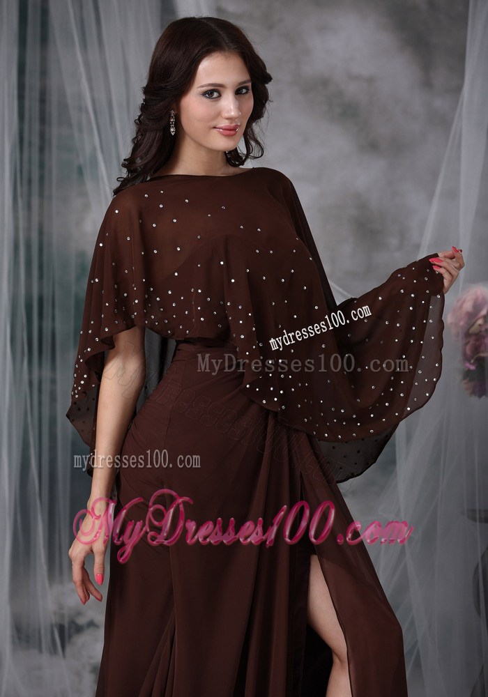 Brown Empire Sweetheart Brush Train Ruche Mather of the Bride Dress