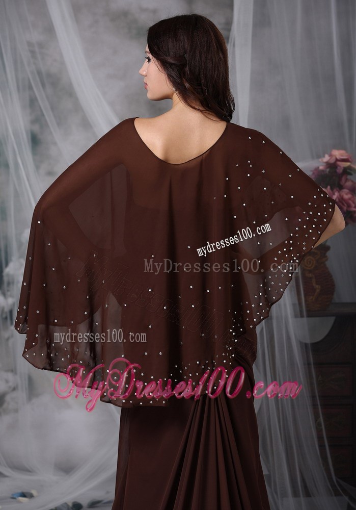 Brown Empire Sweetheart Brush Train Ruche Mather of the Bride Dress