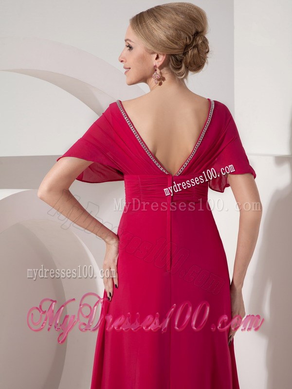 New Plus Size Butterfly Sleeves Mother Of The Bride Dress Beaded