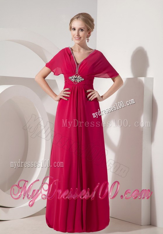 New Plus Size Butterfly Sleeves Mother Of The Bride Dress Beaded
