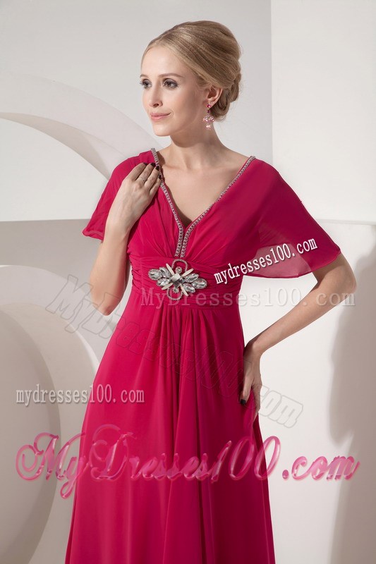 New Plus Size Butterfly Sleeves Mother Of The Bride Dress Beaded