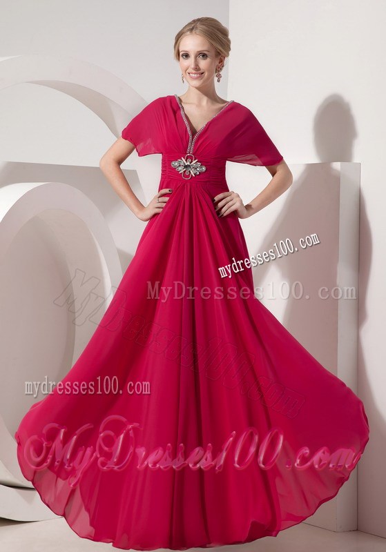 New Plus Size Butterfly Sleeves Mother Of The Bride Dress Beaded