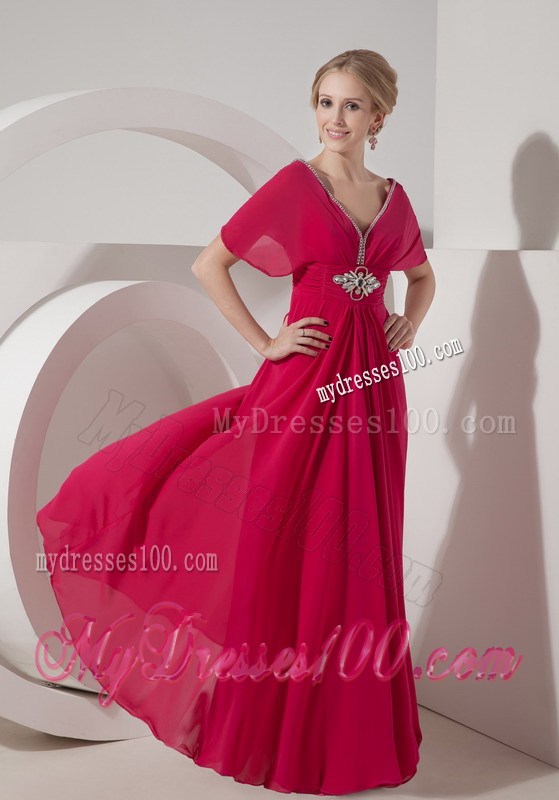 New Plus Size Butterfly Sleeves Mother Of The Bride Dress Beaded