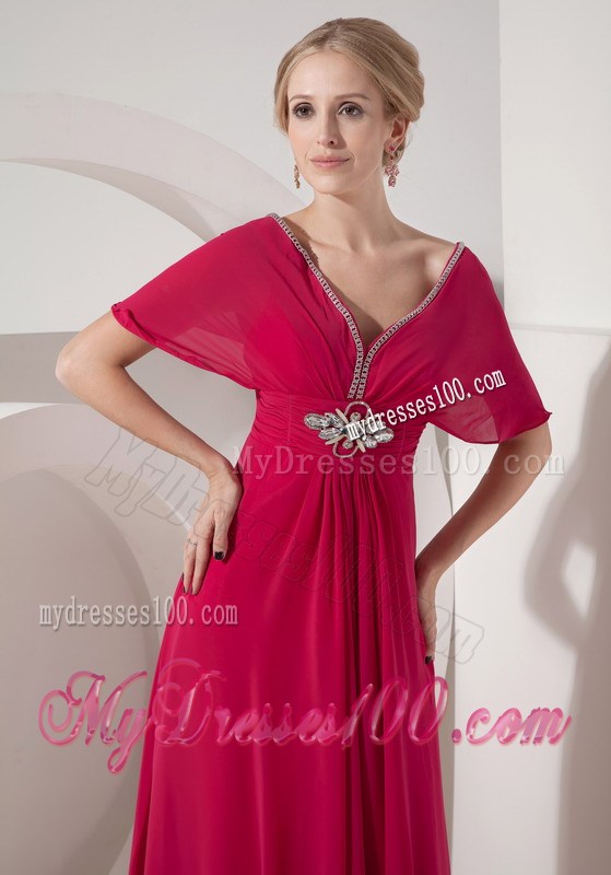 New Plus Size Butterfly Sleeves Mother Of The Bride Dress Beaded