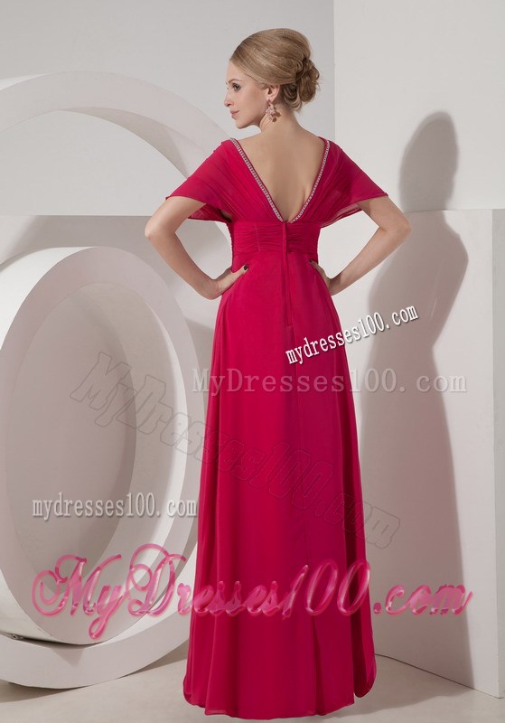 New Plus Size Butterfly Sleeves Mother Of The Bride Dress Beaded