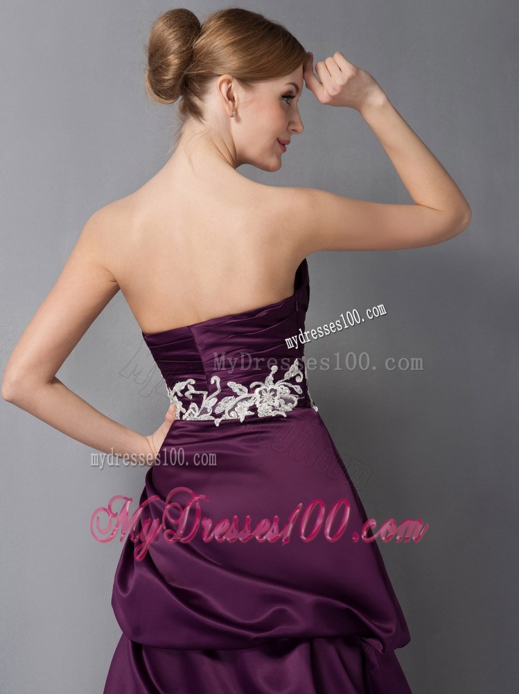 Dark Purple Column Sweetheart Ankle-length Appliques Mother Dress