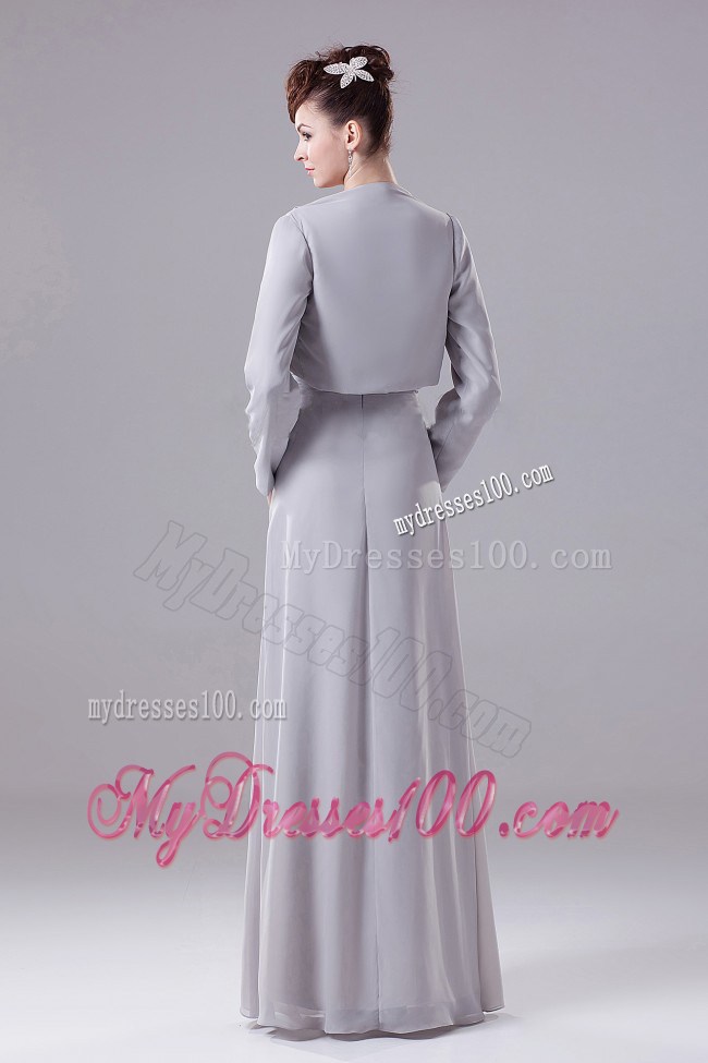 Grey Strapless Beaded Decorate Bodice Mother of the Bride Dress