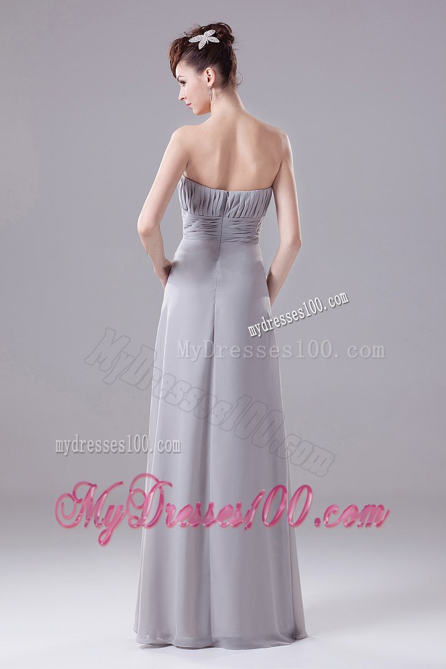 Grey Strapless Beaded Decorate Bodice Mother of the Bride Dress
