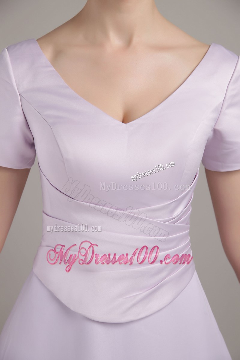 Lilac Deep V-neck Floor-length Chiffon Mother In Law Dresses