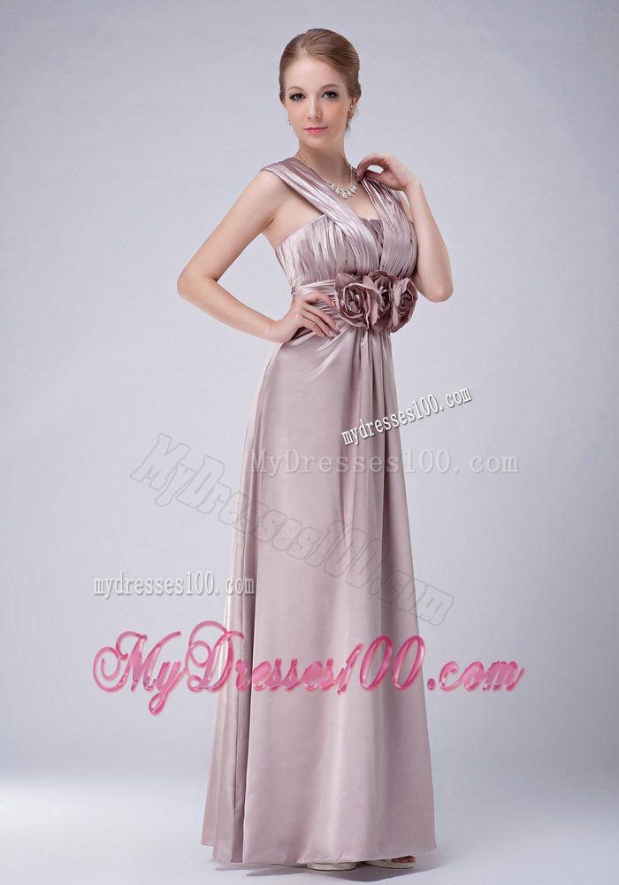 Modest Empire V-neck Hand Made Flowers Mother of the Bride Dress