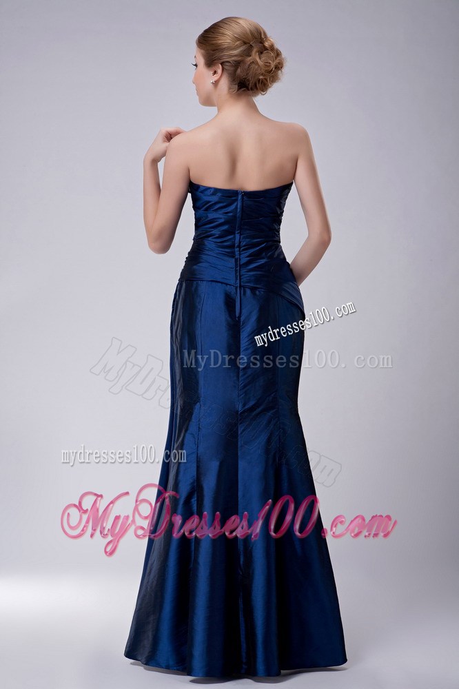 Navy Blue Column Strapless Appliques Mother of the Bride Dress