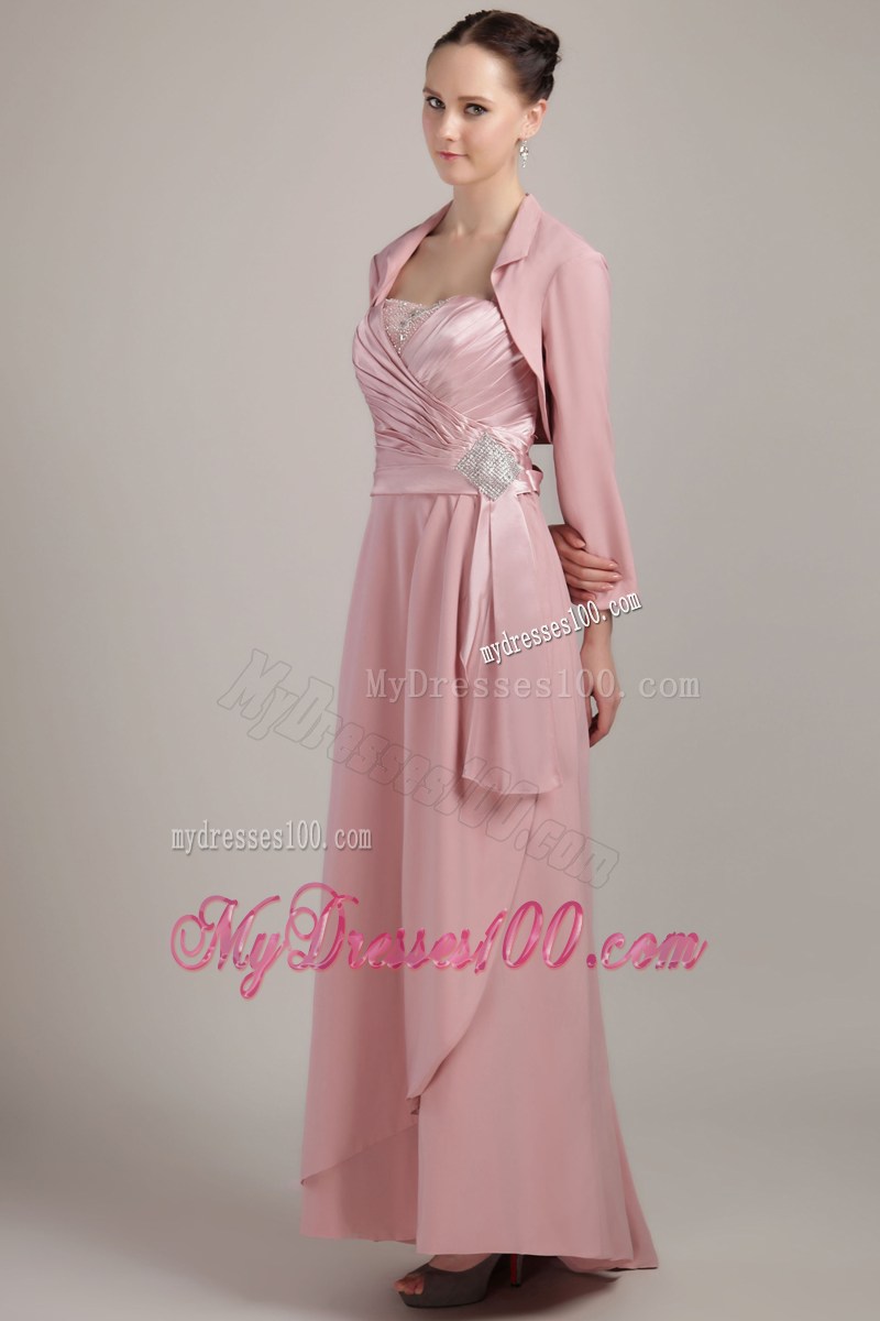 Long Back Wide Straps Beaded Ruching Mother Of The Groom Dresses