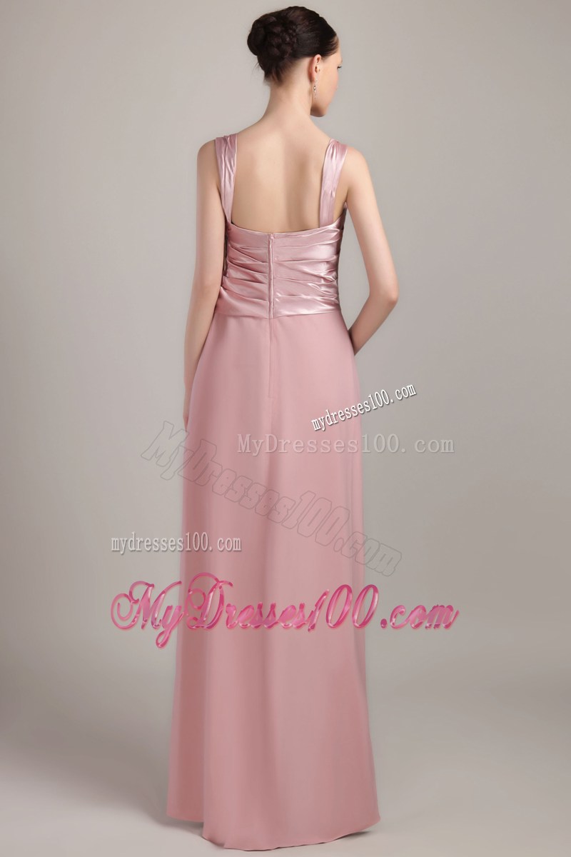 Long Back Wide Straps Beaded Ruching Mother Of The Groom Dresses