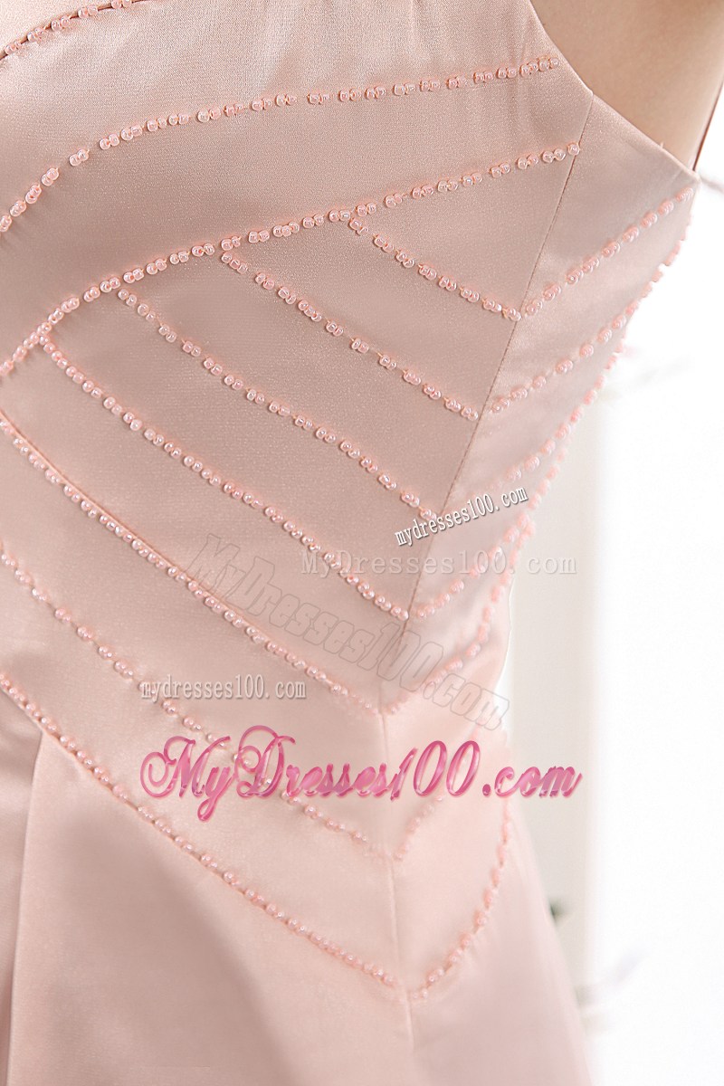 Short Beaded Blush Pink Mother Of The Groom Dresses with Straps