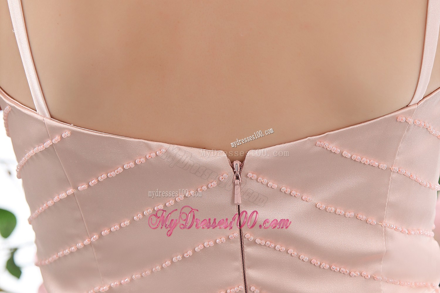 Short Beaded Blush Pink Mother Of The Groom Dresses with Straps