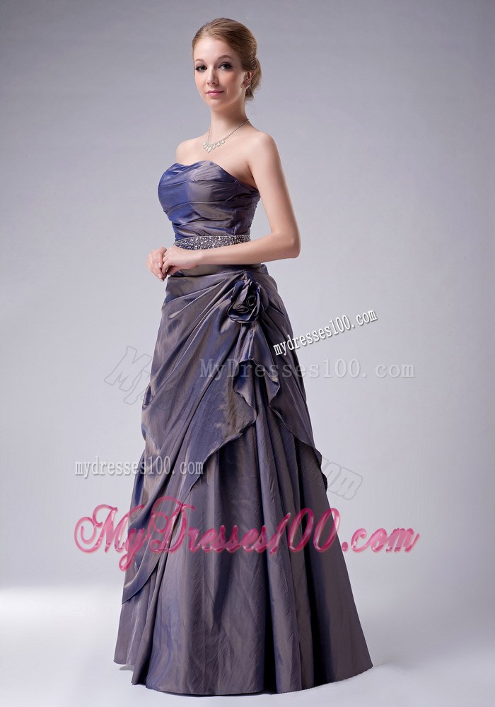 Purple Empire Strapless Ruffles Beading Mother of the Bride Dress