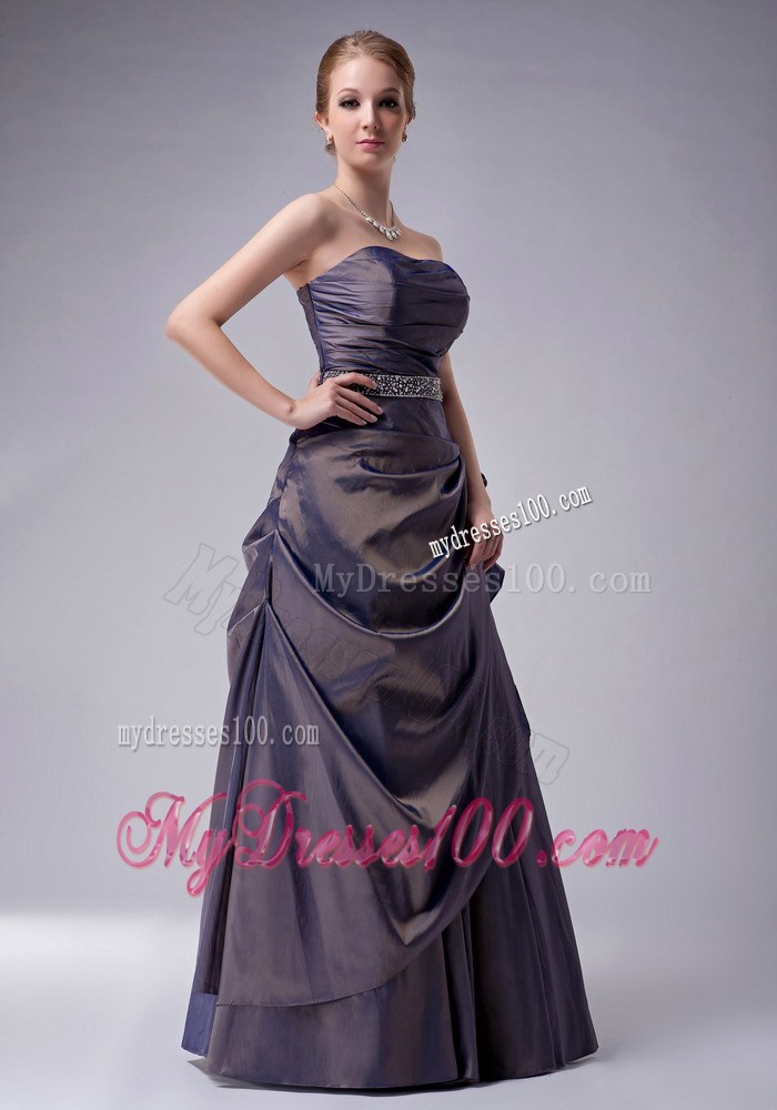Purple Empire Strapless Ruffles Beading Mother of the Bride Dress