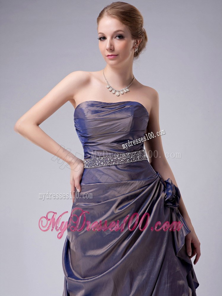 Purple Empire Strapless Ruffles Beading Mother of the Bride Dress