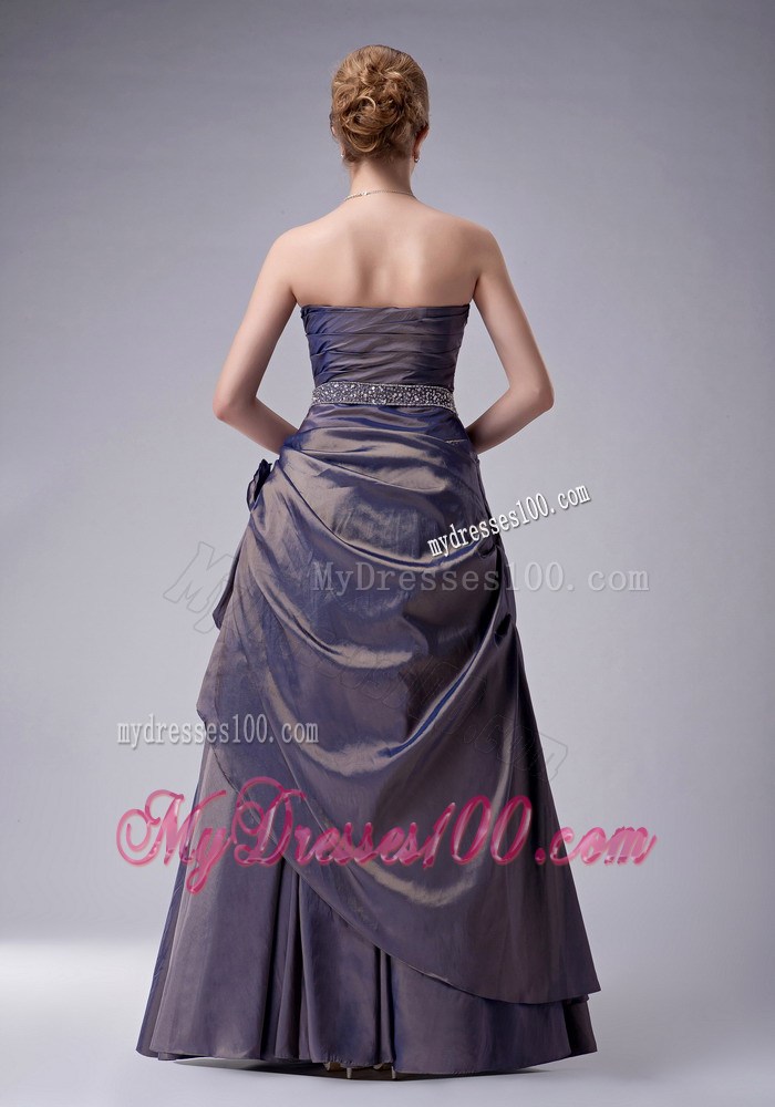 Purple Empire Strapless Ruffles Beading Mother of the Bride Dress