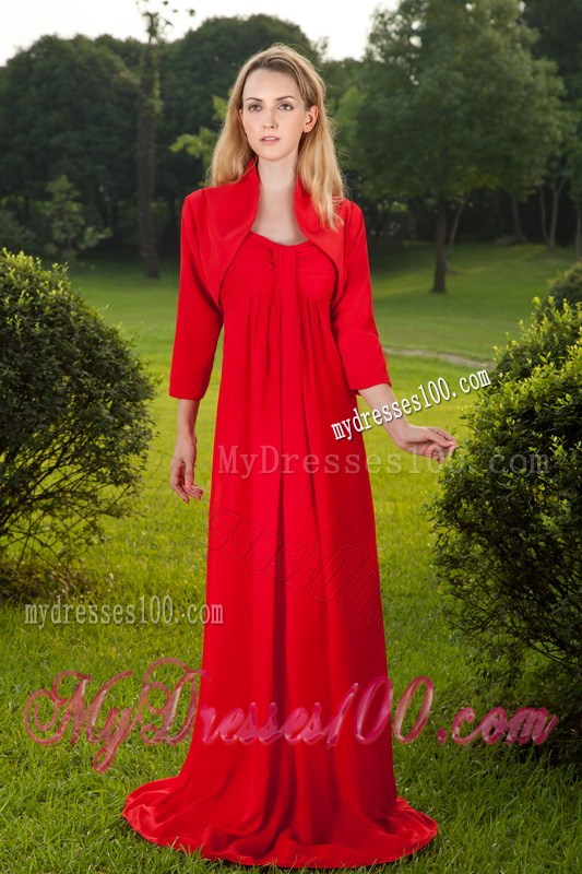 Red Empire Chiffon Mother of Bride Dress Plus Size for Wedding