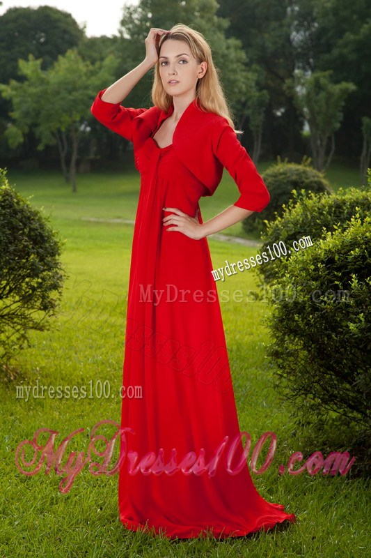 Red Empire Chiffon Mother of Bride Dress Plus Size for Wedding