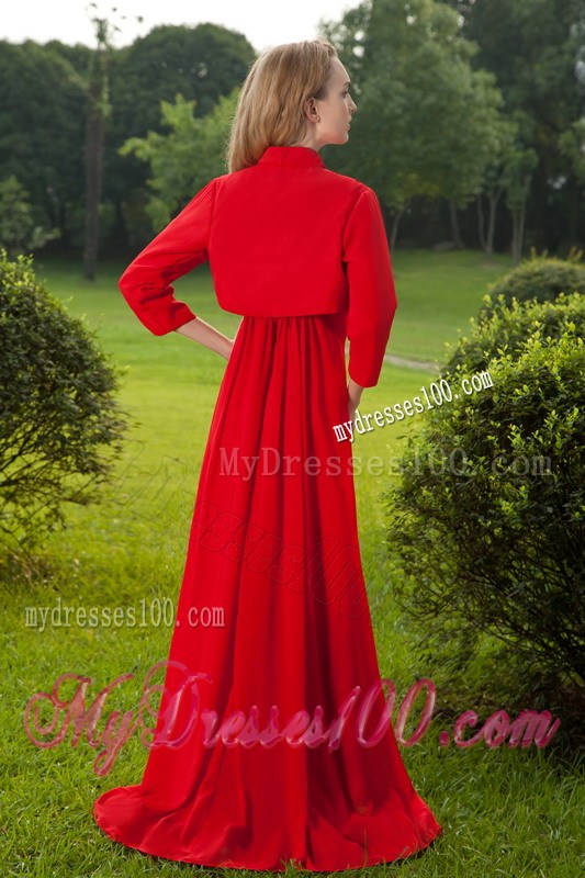 Red Empire Chiffon Mother of Bride Dress Plus Size for Wedding