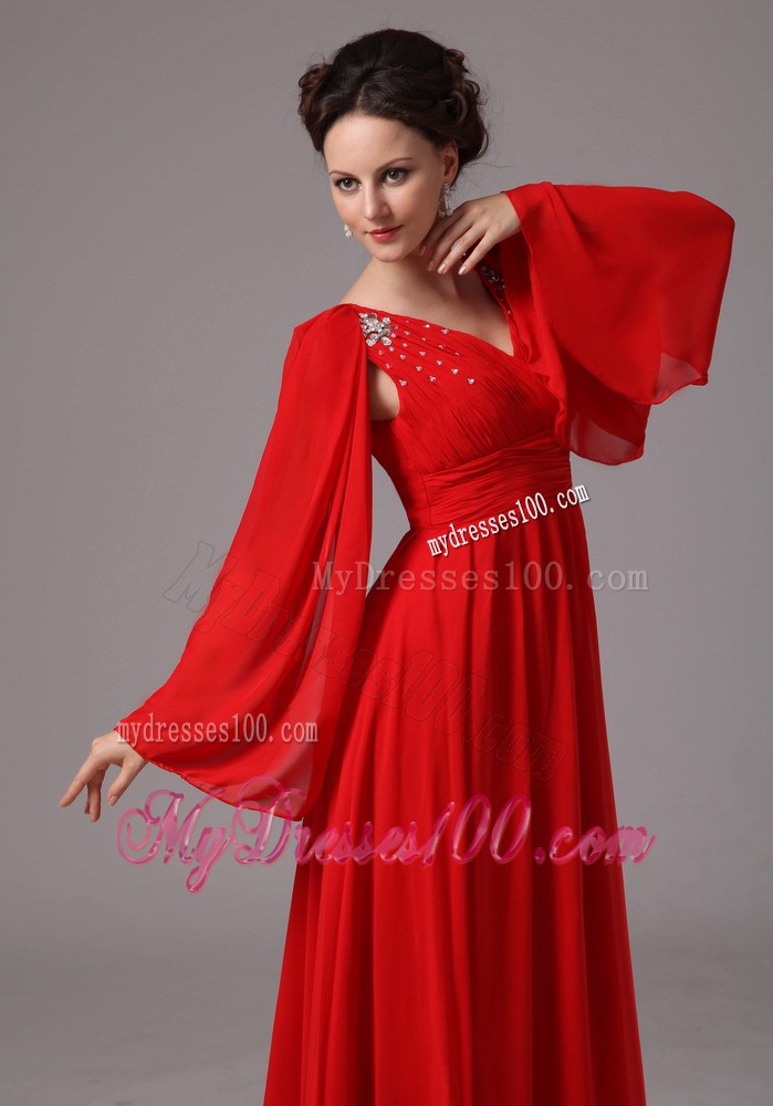 Calypso Sleeves Beaded V-neck Mother In Law Dress Plus Size
