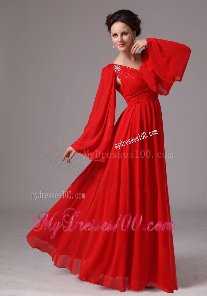 Calypso Sleeves Beaded V-neck Mother In Law Dress Plus Size