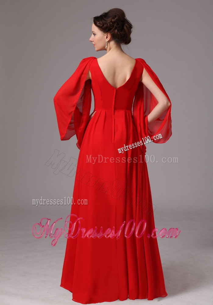 Calypso Sleeves Beaded V-neck Mother In Law Dress Plus Size