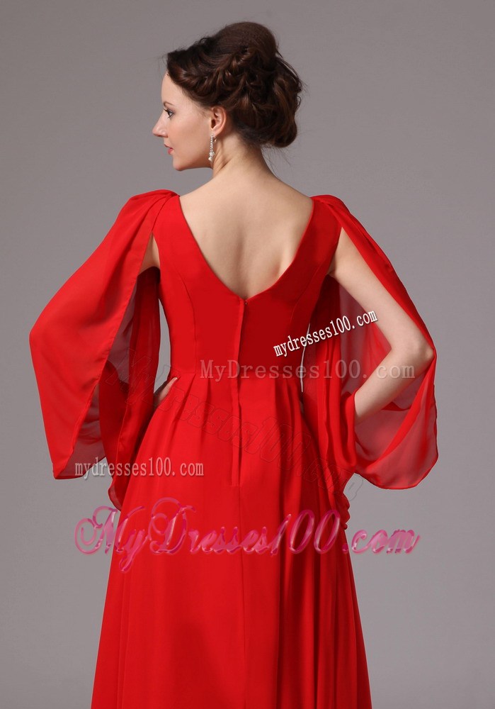 Calypso Sleeves Beaded V-neck Mother In Law Dress Plus Size