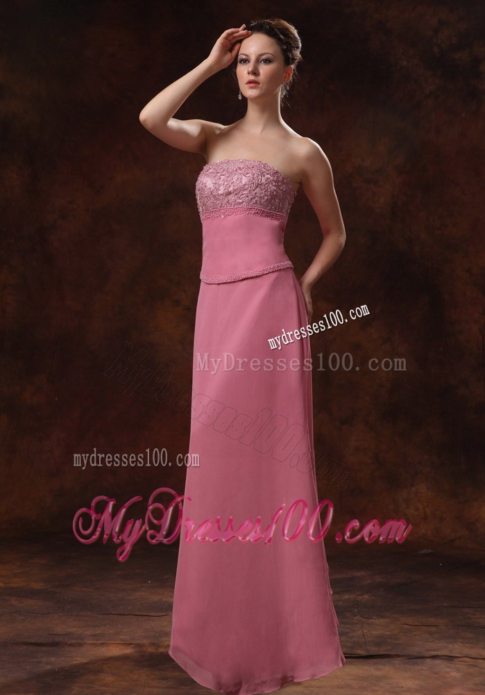 Rose Pink Appliques Decorate Bust Mother of the Bride Dress With Coat
