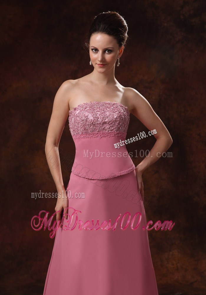 Rose Pink Appliques Decorate Bust Mother of the Bride Dress With Coat
