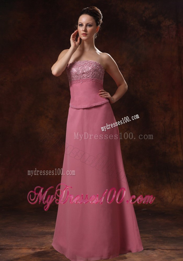 Rose Pink Appliques Decorate Bust Mother of the Bride Dress With Coat