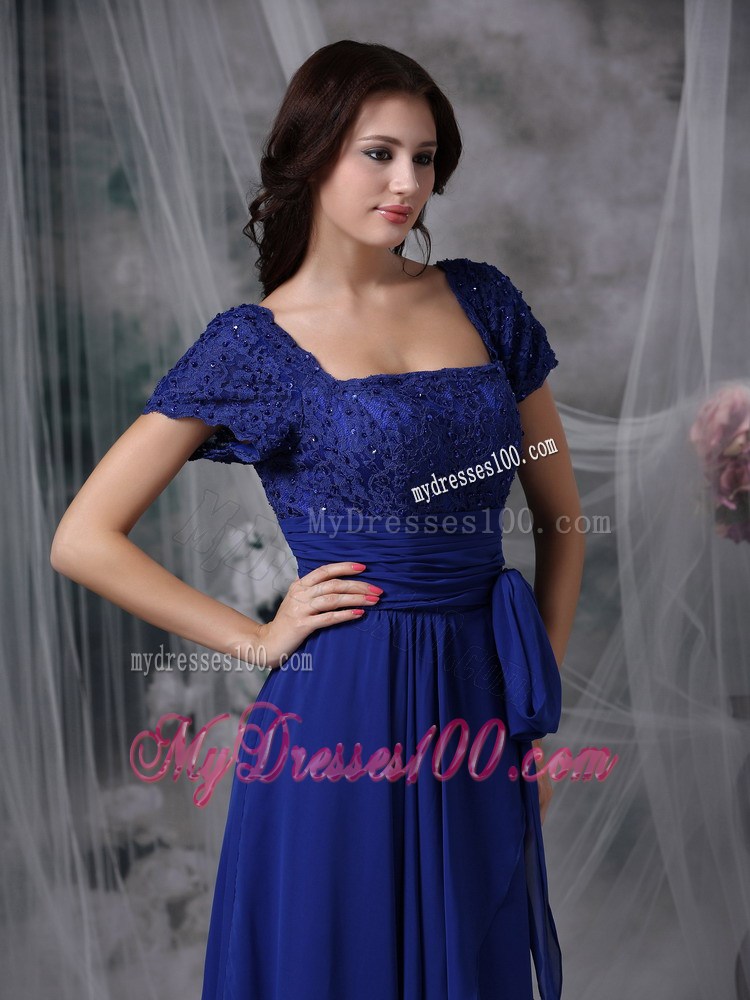 Royal Blue Column Square Floor-length Beading Mother Dress