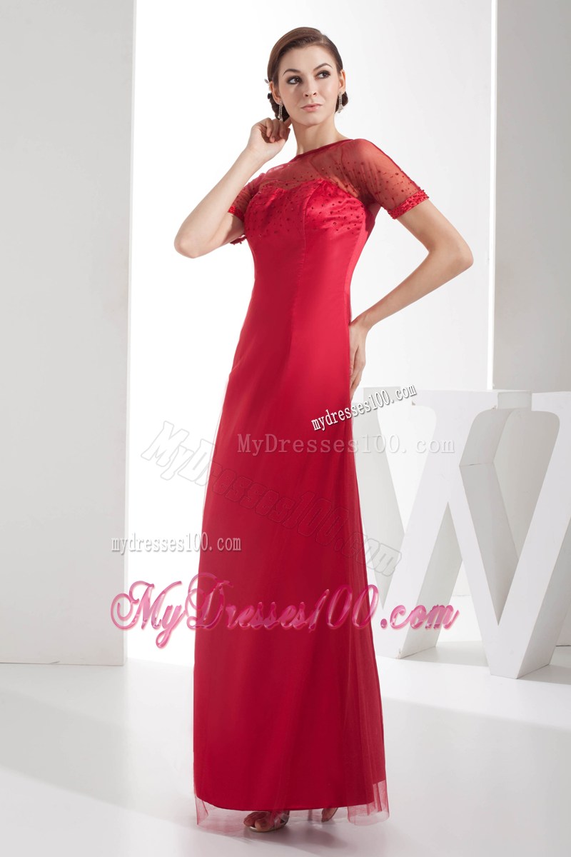 Sheer Scoop Neckline Ankle-length Mother Of Bride Dress with Sleeves