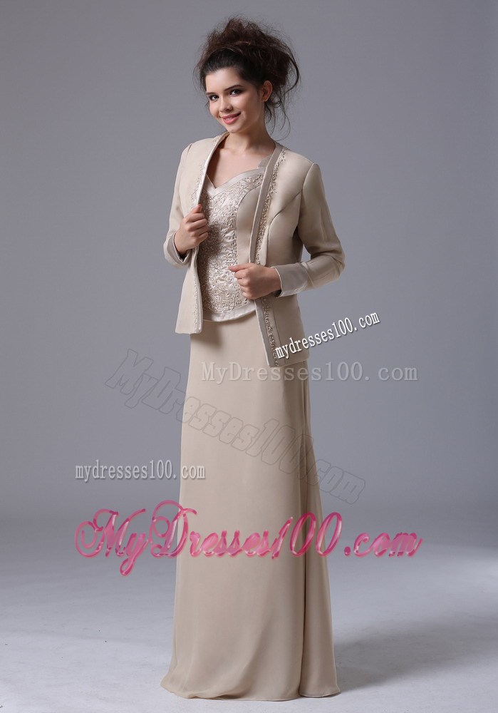 Simple Straps Column Zipper-up Mother of the Bride Dress with Beading