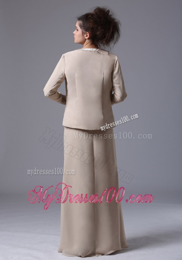 Simple Straps Column Zipper-up Mother of the Bride Dress with Beading
