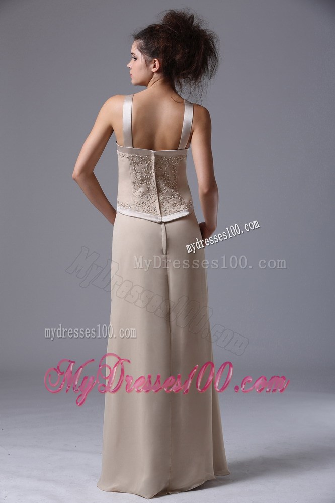 Simple Straps Column Zipper-up Mother of the Bride Dress with Beading
