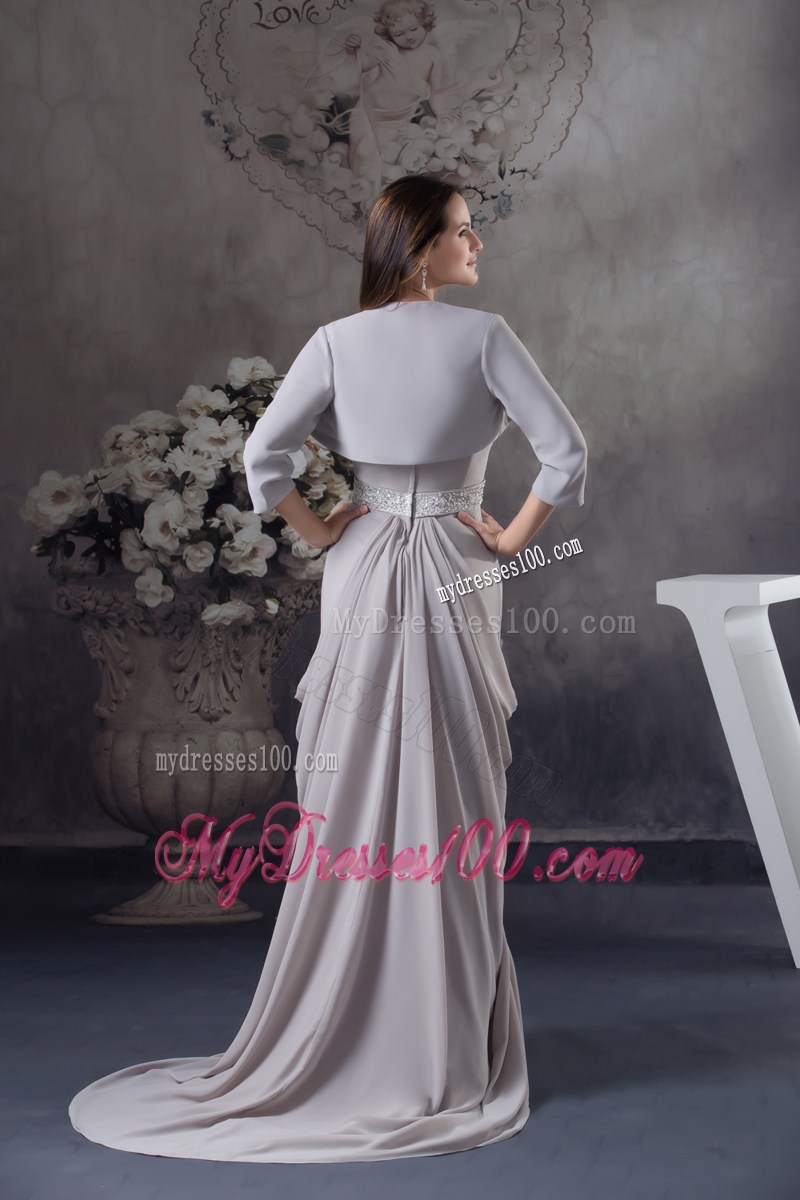 Sweetheart Beading Ruched Brush Train Mother Of The Bride Dress
