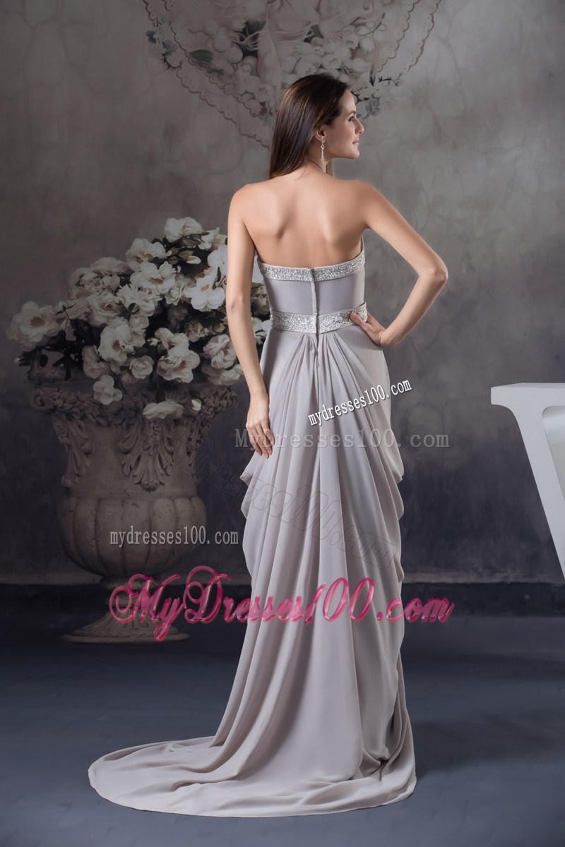 Sweetheart Beading Ruched Brush Train Mother Of The Bride Dress