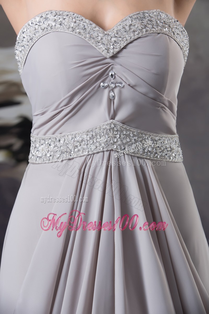 Sweetheart Beading Ruched Brush Train Mother Of The Bride Dress