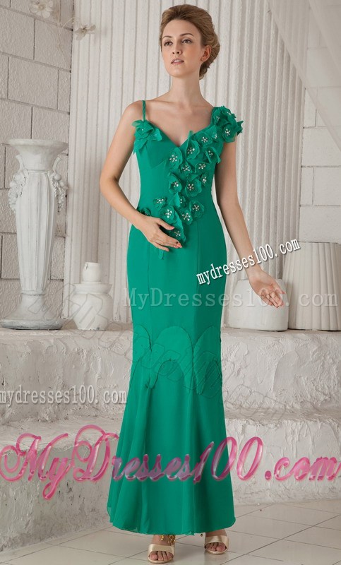Mermaid Mothers Dresses with Beaded Hand Made Flowers Cap Sleeve