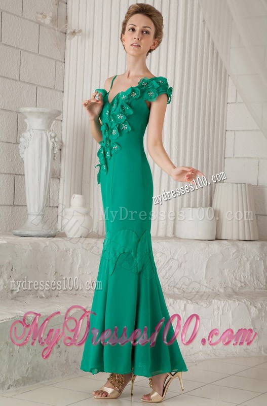 Mermaid Mothers Dresses with Beaded Hand Made Flowers Cap Sleeve