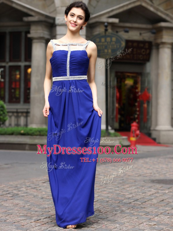 Sleeveless Zipper Floor Length Beading Formal Dresses