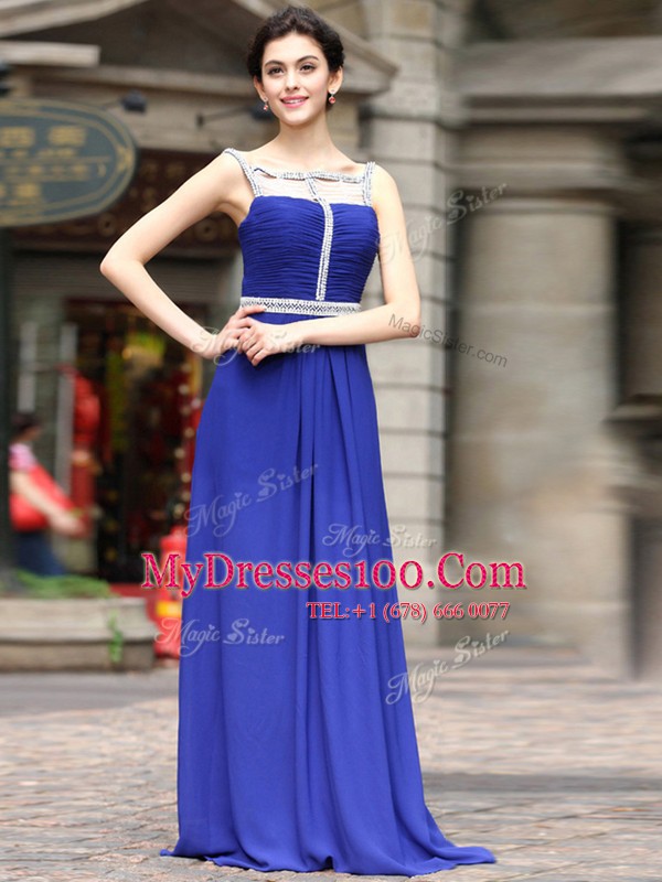 Sleeveless Zipper Floor Length Beading Formal Dresses