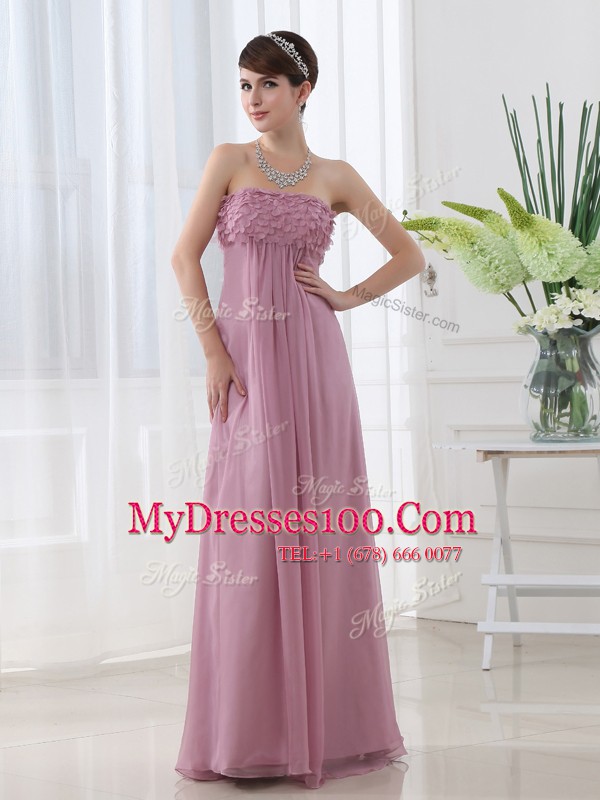 Luxurious Floor Length Lilac Dress for Prom Strapless Sleeveless Zipper