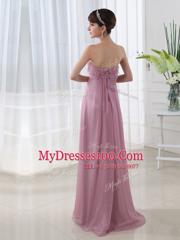 Luxurious Floor Length Lilac Dress for Prom Strapless Sleeveless Zipper