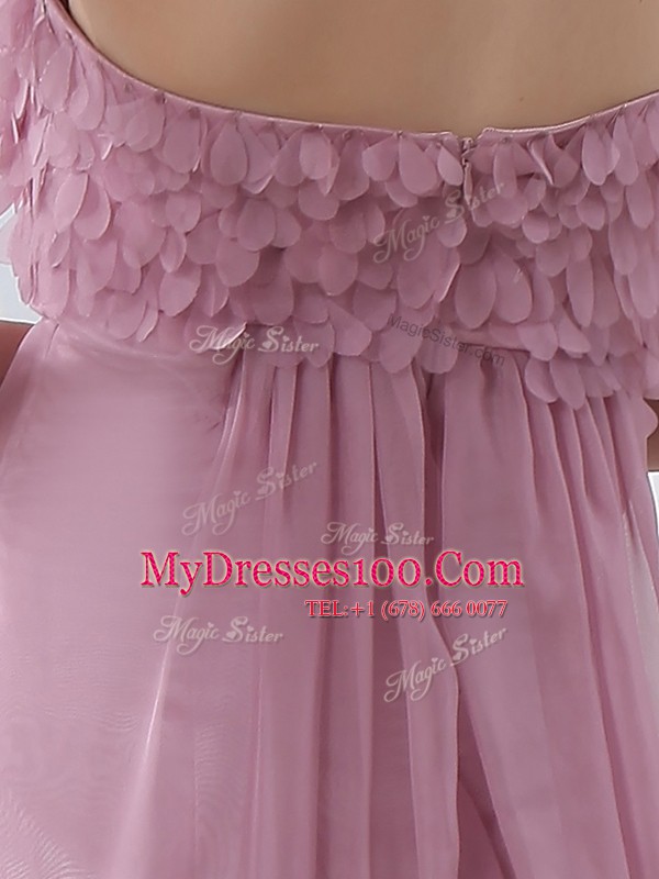 Luxurious Floor Length Lilac Dress for Prom Strapless Sleeveless Zipper