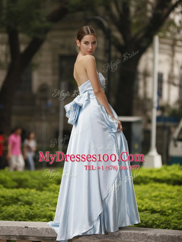 Strapless Sleeveless Side Zipper Prom Party Dress Silver Chiffon