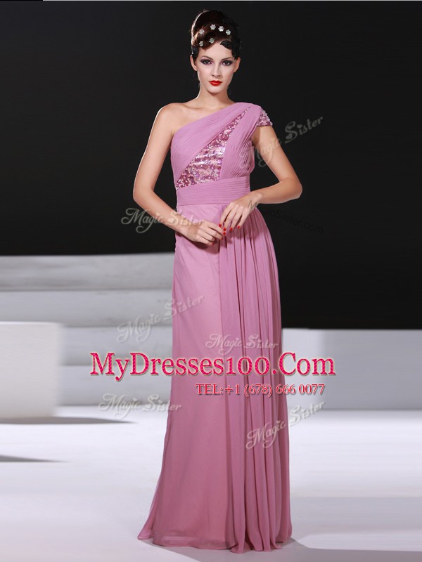 One Shoulder Sleeveless Criss Cross Ruching Homecoming Dress